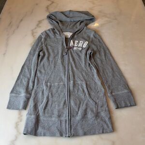 Aeropostale Gray Hooded Zip-Up Sweatshirt